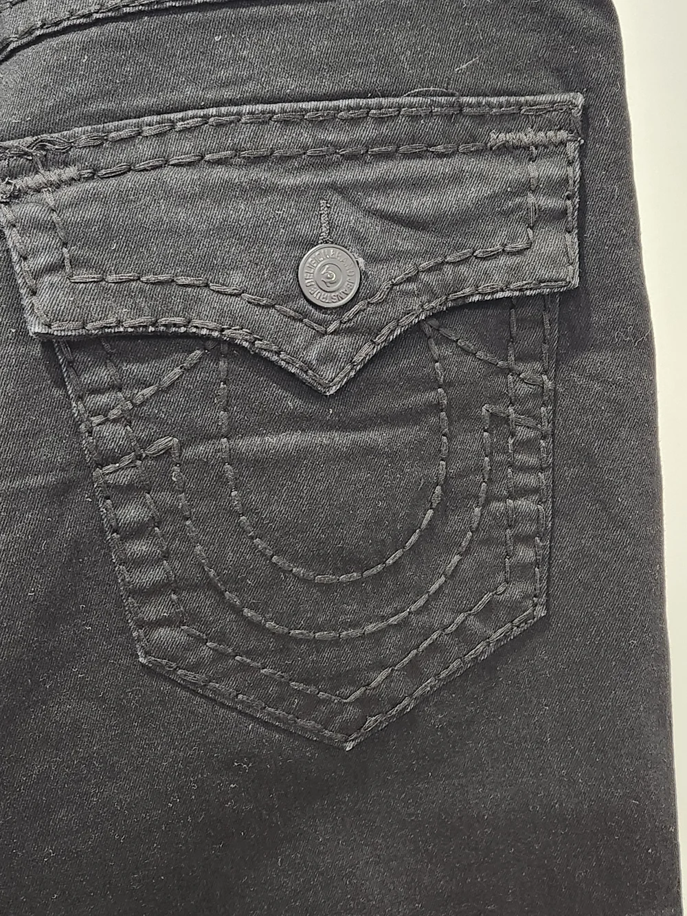 True Religion Ricky Straight Leg Flap Pocket Jeans - Black - Size 38 - NWOT